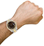 Brown Dial Moissanite Roman Style Watch For Men's