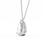 Pear Cur Moissanite Hidden Halo Pendant For Women's