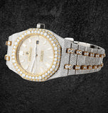 Dual Tone Iced Out Moissanite Wrist Watch