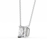 Princess Cut Moissanite Hidden Halo Pendant