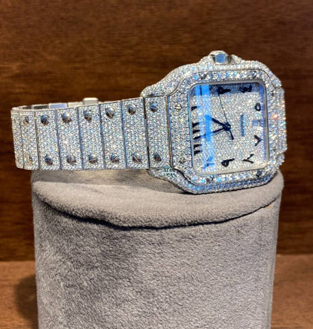Luxury Moissanite Watch With Arabic Numerals Fully Iced Out Style