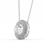 Round Cut Moissanite Double Halo Pendant