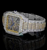 Skeleton Dual Tone Moissanite Diamond Iced Out Watch