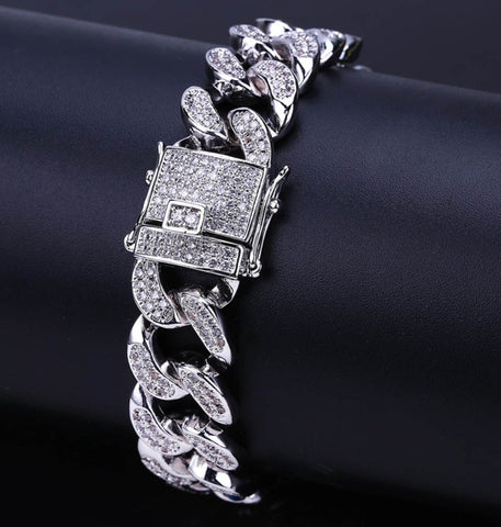 Cuban Link Iced Out Moissanite Hip Hop Bracelet