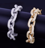 Iced Out VVS1 Moissanite Rolo Link Hip Hop Bracelet