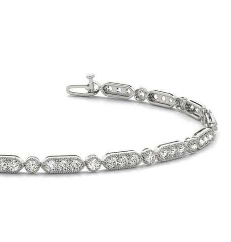 Round Brilliant Cut Moissanite Filigree Tennis Bracelet