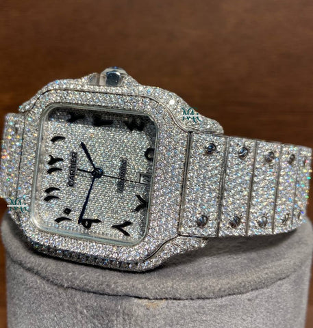 Full Iced Out VVS1 Moissanite Arabic Dial Wrist Watch