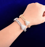 Moissanite Iced Out Heart With Cuban Link Hip Hop Bracelet
