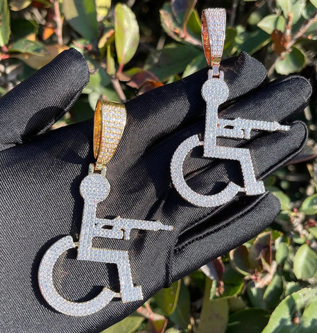 Iced Out Moissanite Wheelchair Shooter Hip Hop Pendant