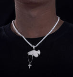 Moissanite Iced Out Praying Hands With Cross Pendant