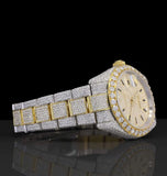 Dual Tone Moissanite Diamond Iced Out Datejust Watch