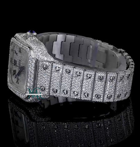 Moissanite Diamond Bust Down Rapper Style Wrist Watch