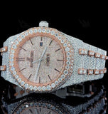 Dual Tone Rapped Style Moissanite Diamond Iced Out Wrist Watch