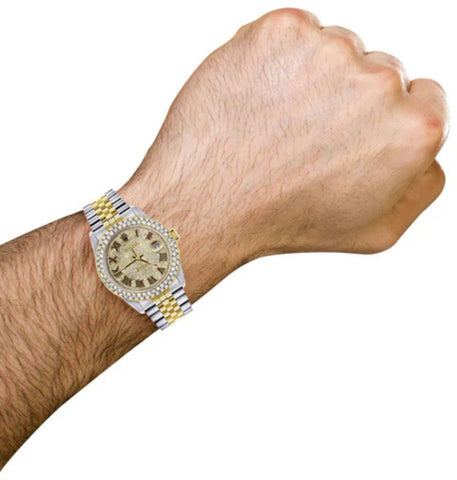 Roman Numeral Iced Out Moissanite Diamond Wrist Watch