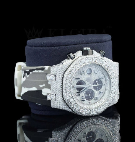 Fancy Rubber Belt Chronograph Moissanite Watch