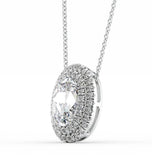 Oval Cut Moissanite Double Halo Pendant