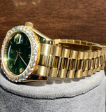 Green Dial Moissanite Diamond Half Bezel Daily Wear Watch