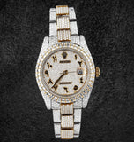 Ice Out Dual Tone Arabic Numeric Moissanite Diamond Men's Watch