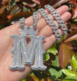 Baguette Cut Moissanite Customized Letter Pendant For Men's