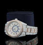 Dual Tone Iced Out Moissanite Diamond Stylish Men's Watch