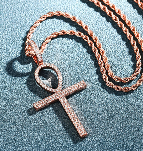 Colorless Iced Out Moissanite Diamond Cross Pendant