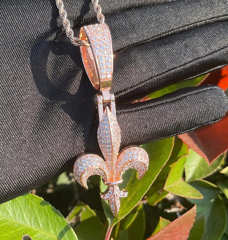 VVS1 Moissanite Iced Out Fleur Di Lis Hip Hop Pendant