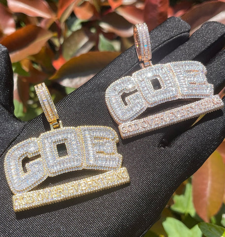 Men’s Moissanite Iced GOE Pendant God Over Everything Hip Hop Pendant