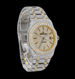 Iced Out Moissanite Diamond Dual Tone Hip Hop Watch