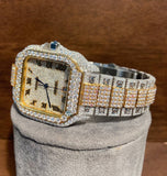 Dual Tone Iced Out Moissanite Wrist Watch For Him