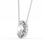 Oval Cut Moissanite Unique Halo Pendant For Her