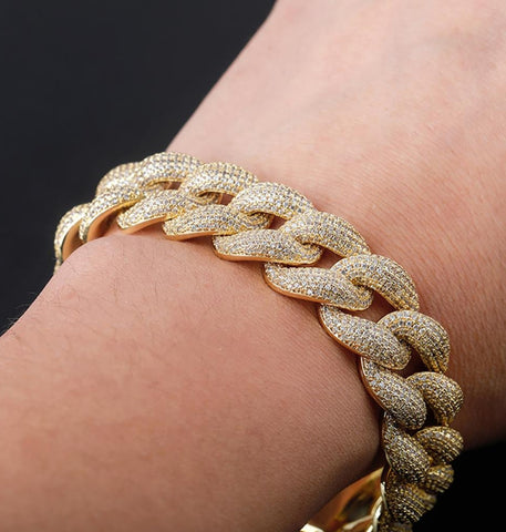 Iced Out Moissanite Cuban Link Hip Hop Bracelet For Him