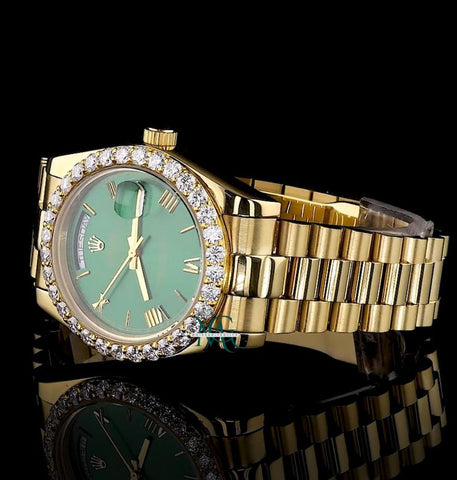 Classic & Stylish Moissanite Diamond Green Dial Watch