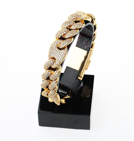 Figaro Link Iced Out Moissanite Hip Hop Bracelet