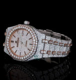 Iced Out Dual Tone Moissanite Diamond Wrist Watch