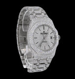 Iced Out Moissanite Diamond Black Stick Dial Watch