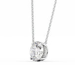 Round Cut Moissanite Hidden Halo Pendant