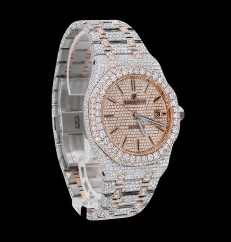 Dual Tone Iced Out Moissanite Luxury Watch For Him