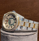 Moissanite Iced Out Dual Tone Wrist Watch For Him