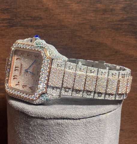 Rose & White Luxury Moissanite Diamond Men's Watch