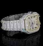 Dual Tone Iced Our Lab Created Moissanite Watch