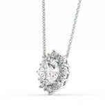 Round Brilliant Cut Moissanite Sunflower Halo Pendant