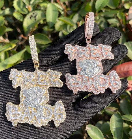 Free Bands Iced Out Moissanite Hip Hop Pendant