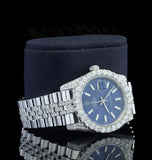 Luxury Blue Dial Iced Out Moissanite Diamond Watch