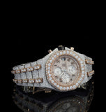 Iced Out Dual Tone Moissanite Diamond Chrono Dial Watch