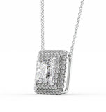 Princess Cut Moissanite Double Halo Pendant