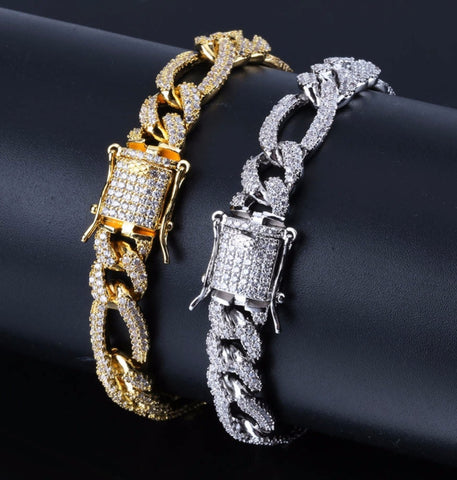 Figaro Link Iced Out Moissanite Hip Hop Bracelet