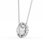 Round Cut Moissanite Unique Halo Daily Wear Pendant