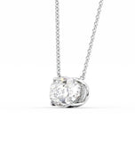 East To West Oval Cut Hidden Halo Pendant Women's Day Gift