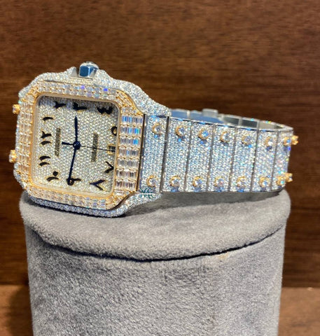 Baguette Cut Moissanite Iced Out Dual Tone Watch