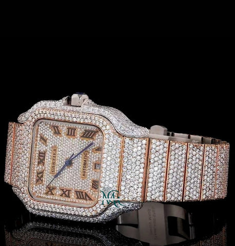 Automatic Movement Iced Out Moissanite Wrist Watch